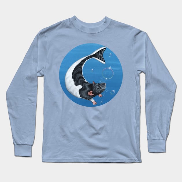 Mermaid Rat with Bubbles Long Sleeve T-Shirt by WolfySilver